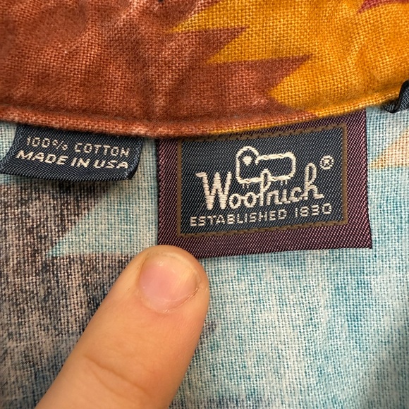 vintage Woolrich flannel shirt Aztec/Navajo pattern red and blue color scheme - Picture 2 of 4